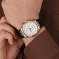 Maserati Triconic Chronograph White Dial Black Leather Strap Watch For Men - R8871639004