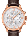 Tissot Des Tourelles Chronograph Silver Dial Brown Leather Strap Watch For Men - T099.427.36.038.00