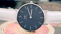 Daniel Wellington Classic Petite Bondi Black Dial White Leather Strap Watch For Women - DW00100284