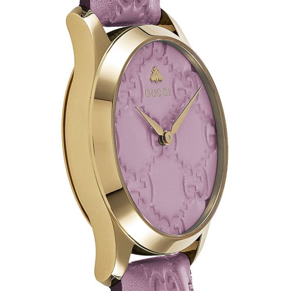 Gucci G Timeless Quartz Lilac Dial Lilac Leather Strap Watch For Women - YA1264098