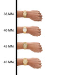 Michael Kors Lennox Chronograph White Dial Gold Steel Strap Watch For Men - MK9120