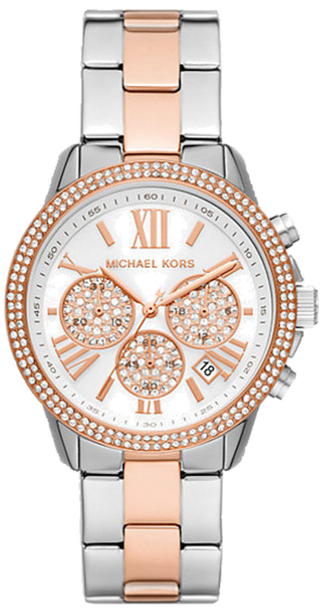Michael Kors Bryn Pavé White Dial Two Tone Steel Strap Watch For Women - MK7201