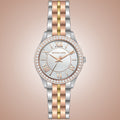 Michael Kors Harlowe Three-Hand Mother of Pearl White Dial Tri Tone Steel Strap Watch for Women - MK4846
