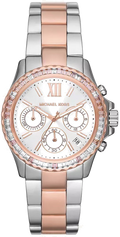 Michael Kors Everest Chronograph White Dial Two Tone Steel Strap Watch For Women - MK7214