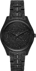 Michael Kors Lauryn Analog Crystals Black Dial Black Steel Strap Watch For Women - MK3980