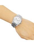 Michael Kors Lexington Silver Dial Silver Steel Strap Watch for Women - MK5555