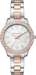 Michael Kors Liliane Quartz Mother of Pearl White Dial Two Tone Steel Strap Watch For Women - MK1048