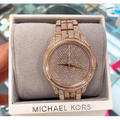 Michael Kors Lauryn Crystals Rose Gold Dial Rose Gold Steel Strap Watch For Women - MK3931