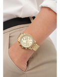 Michael Kors Runway Chronograph Gold Dial Gold Steel Strap Watch For Women - MK5698