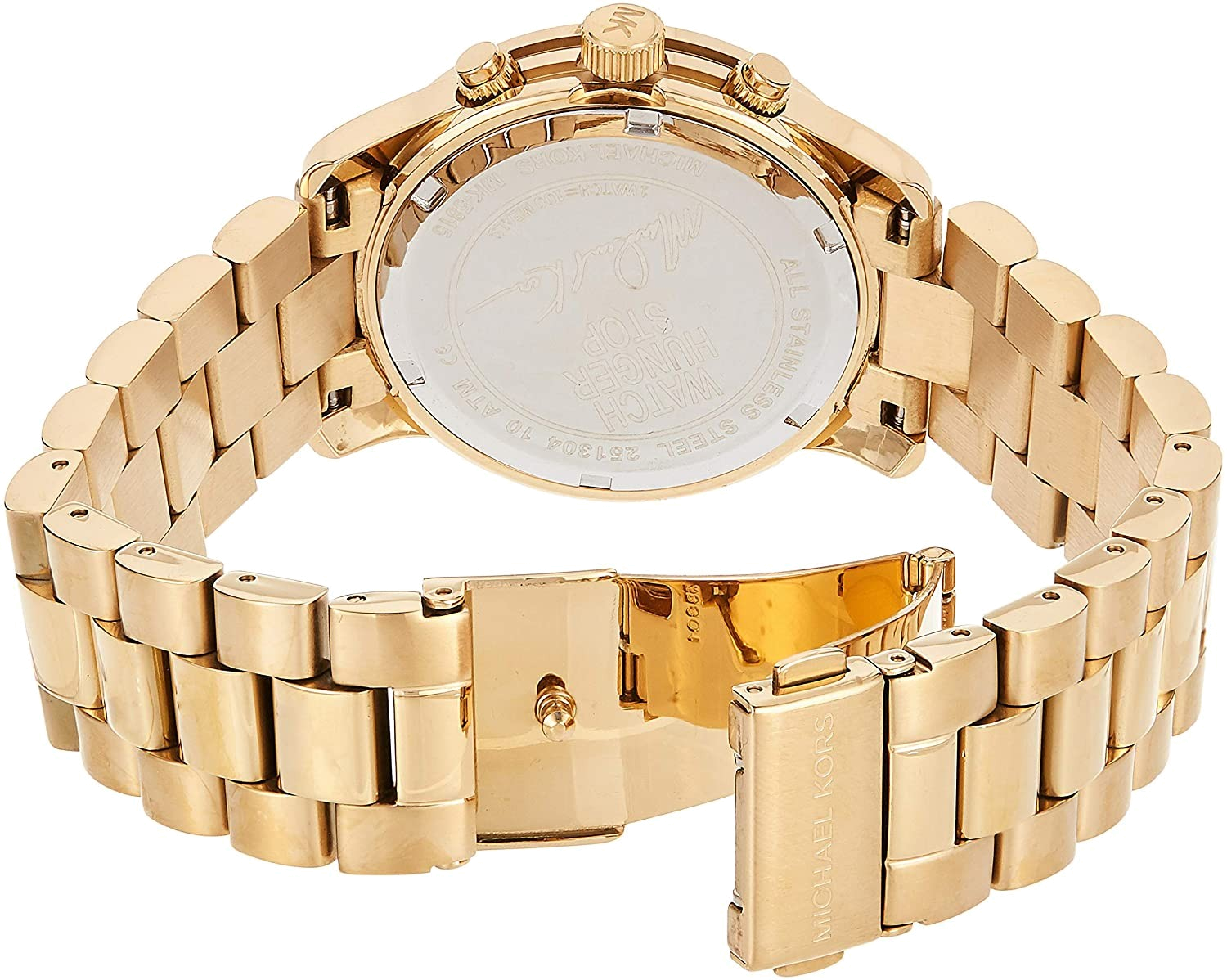 Michael Kors Runway Hunger Stop100 Series Blue Dial Gold Steel Strap Watch for Women - MK5815