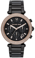 Michael Kors Parker Diamonds Black Dial Black Steel Strap Watch for Women - MK5885