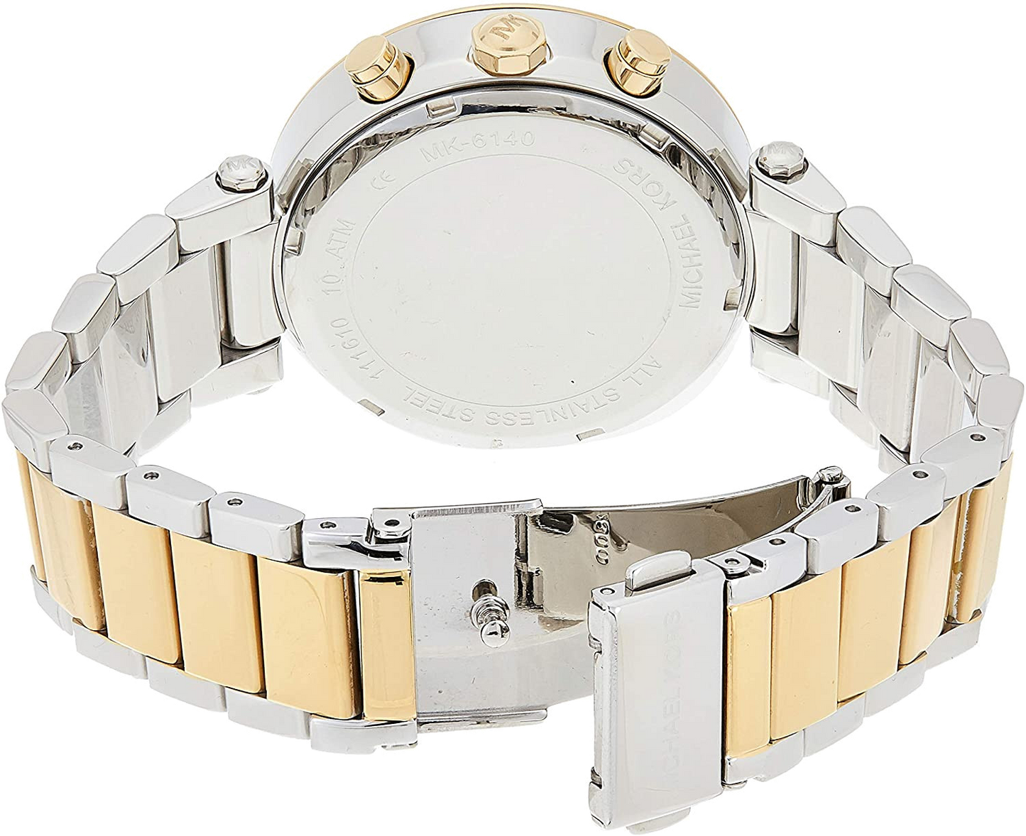 Michael Kors Parker Pink Dial Two Tone Steel Strap Watch for Women - MK6140