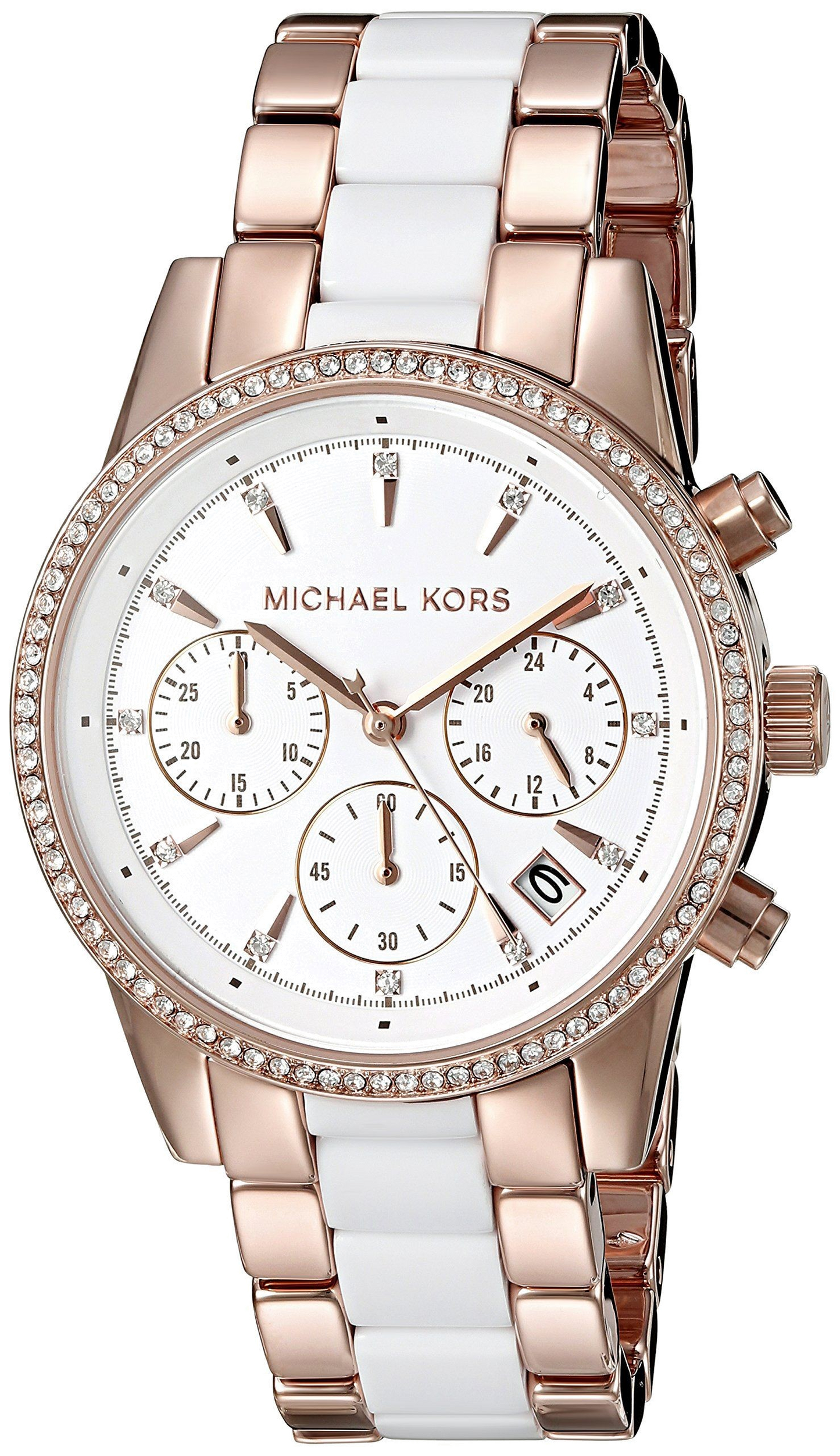 Michael Kors Ritz White Dial Two Tone Steel Strap Watch for Women - MK6324
