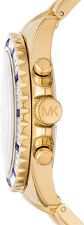 Michael Kors Everest Chronograph Blue Dial Gold Steel Strap Watch For Women - MK6971