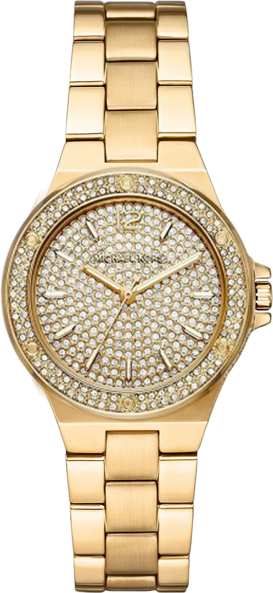 Michael Kors Lennox Three Hand Gold Dial Gold Steel Strap Watch For Women - MK7289