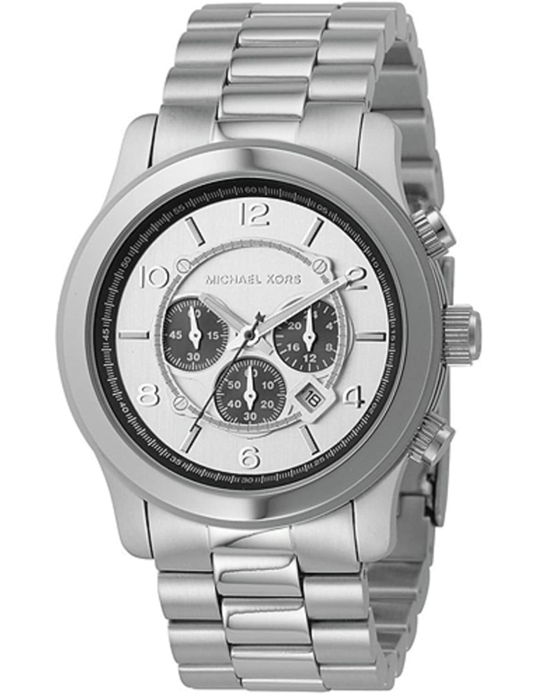 Michael Kors Runway Chronograph Silver Dial Silver Steel Strap Watch for Men - MK8060