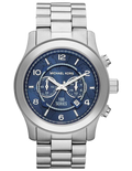 Michael Kors Stop Hunger Chronograph Blue Dial Silver Steel Strap Watch for Men - MK8314