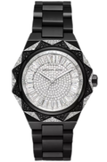 Michael Kors Raquel Three Hand Silver Dial Black Steel Strap Watch For Women - MK4692
