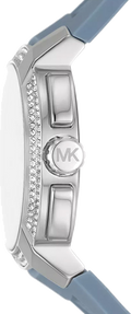 Michael Kors Sidney Multifunction Crystals Silver Dial Blue Rubber Strap Watch for Women - MK7220