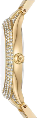 Michael Kors Sylvia Mother Of Pearl Dial Gold Steel Strap Watch For Women - MK4655