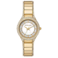 Michael Kors Sylvia Mother Of Pearl Dial Gold Steel Strap Watch For Women - MK4655