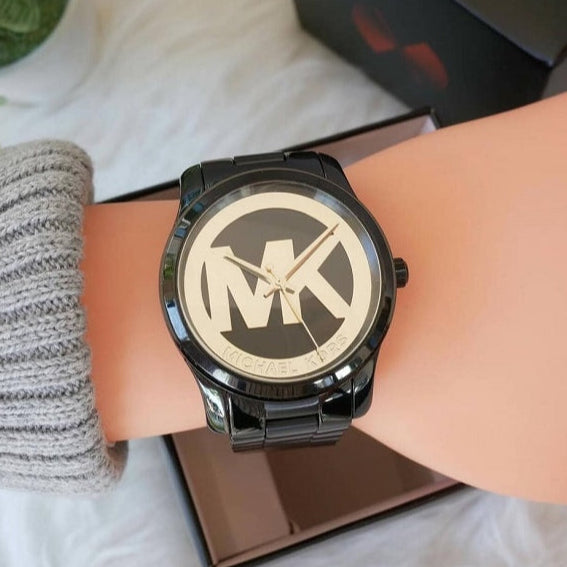 Michael Kors Runway Black Dial Black Steel Strap Watch for Women - MK6057
