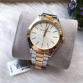 Michael Kors Slim Runway White Dial Two Tone Watch for Women - MK3204B