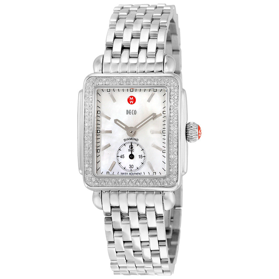 Michele Deco Mother of Pearl Dial Silver Steel Strap Watch For Women - MWW06V000001