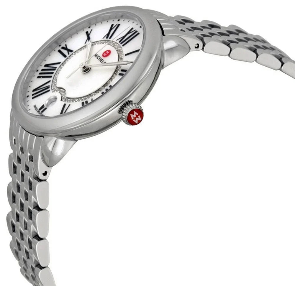 Michele Serein Mother of Pearl Dial Silver Steel Strap Watch for Women - MWW21B000009