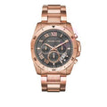 Michael Kors Brecken Chronograph Analog Black Dial Rose Gold Steel Strap Watch For Women - MK8563