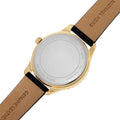 Michael Kors Layton Three Hand Mother of Pearl Black Dial Black Leather Strap Watch For Women - MK2911