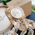 Michael Kors Gabbi Crystals Gold Dial Gold Steel Strap Watch For Women - MK3985