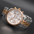 Michael Kors Lexington Chronograph Silver Dial Two Tone Steel Strap Watch for Women - MK5735