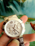 Michael Kors Wyatt White Dial Silver Steel Strap Watch For Women - MK5932