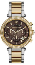 Michael Kors Parker Chronograph Brown Dial Two Tone Steel Strap Watch for Women - MK6118