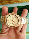 Michael Kors Byrn Quartz Gold Dial Gold Steel Strap Watch For Women - MK6134