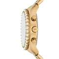 Michael Kors Berkley Chronograph Black Dial Gold Steel Strap Watch For Women - MK7414