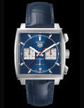 Tag Heuer Monaco Automatic Chronograph Blue Dial Blue Leather Strap Watch for Men - CBL2111.FC6453