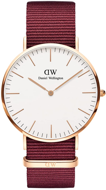 Daniel Wellington Classic Roselyn White Dial Maroon Nylon Strap Watch For Women - DW00100267