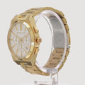 Michael Kors Lennox Chronograph White Dial Gold Steel Strap Watch For Men - MK9120