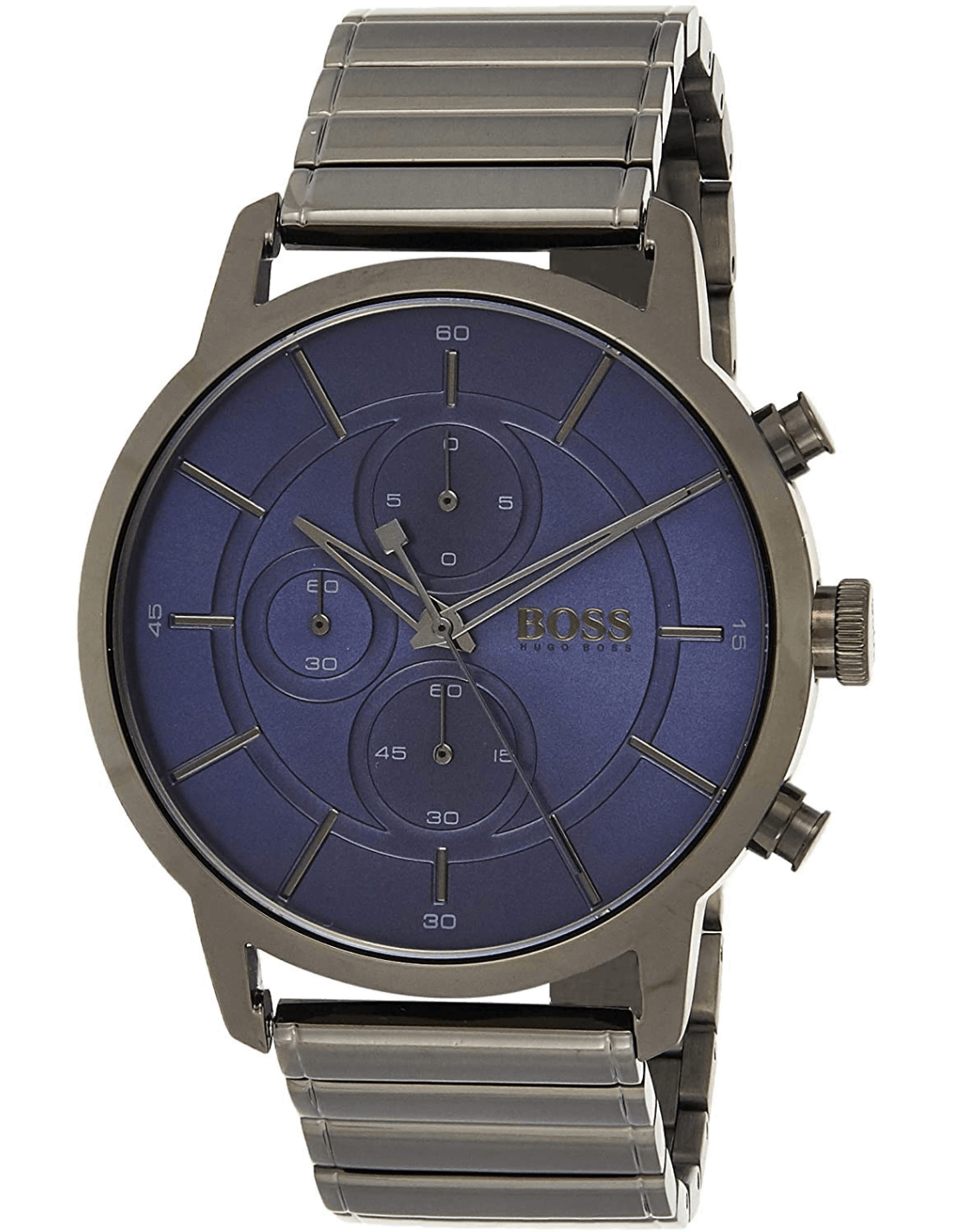 Hugo Boss Architectural Blue Dial Grey Steel Strap Watch for Men - 1513574
