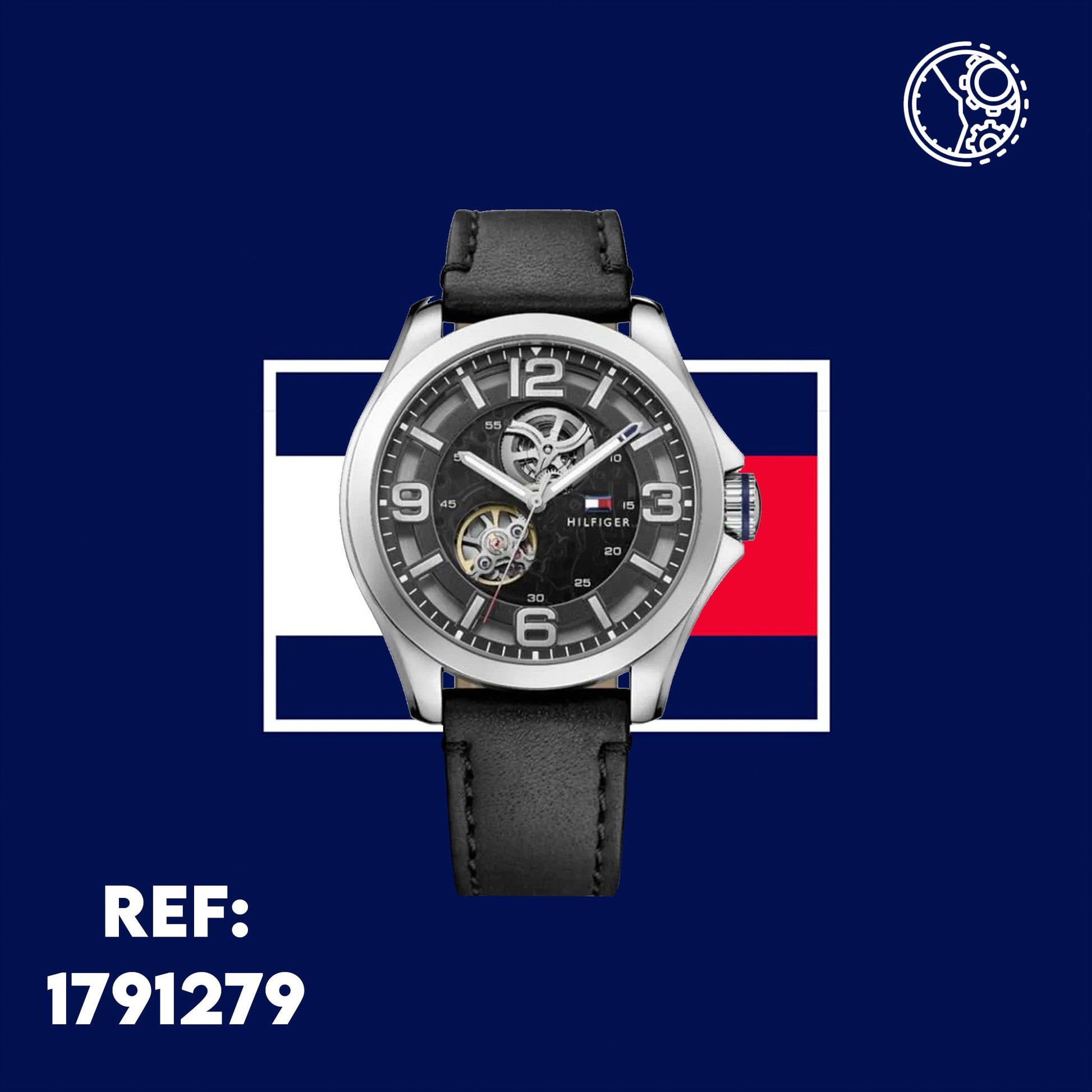 Tommy Hilfiger Bruce Analog Black Dial Black Leather Strap Watch for Men - 1791279