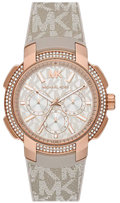 Michael Kors Sidney Chronograph White Dial Beige Leather Strap Watch For Women - MK6949