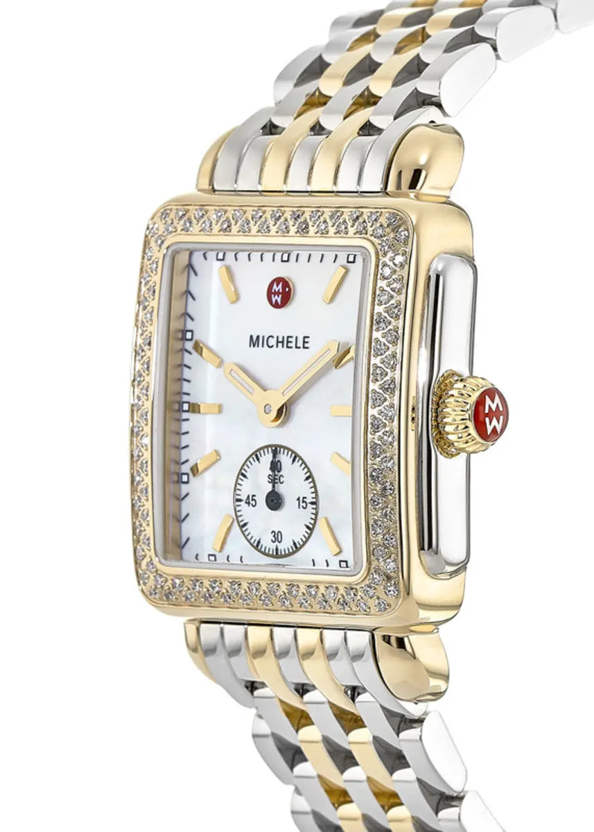 Michele Deco Mother of Pearl Dial Two Tone Steel Strap Watch For Women - MWW06V000023
