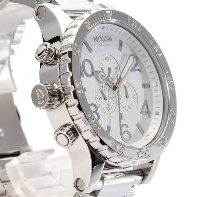 Nixon 51-30 Chrono Silver Dial Silver Steel Strap Watch for Men - A083-488