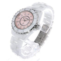 Chanel J12 Quartz Diamonds Pink Dial White Steel Strap Watch for Women - J12 H5513