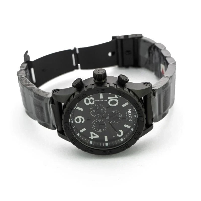 Nixon 51-30 Chrono Black Dial Black Steel Strap Watch for Men - A083-001