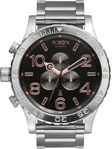 Nixon 51-30 Chrono Grey Dial Silver Steel Strap Watch for Men - A083-2064