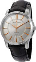 Maurice Lacroix Pontos Silver Dial Black Leather Strap Watch For Men - PT6148-SS001-131