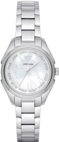 Emporio Armani Valeria Quartz Mother of Pearl Dial Silver Steel Strap Watch For Women - AR11030